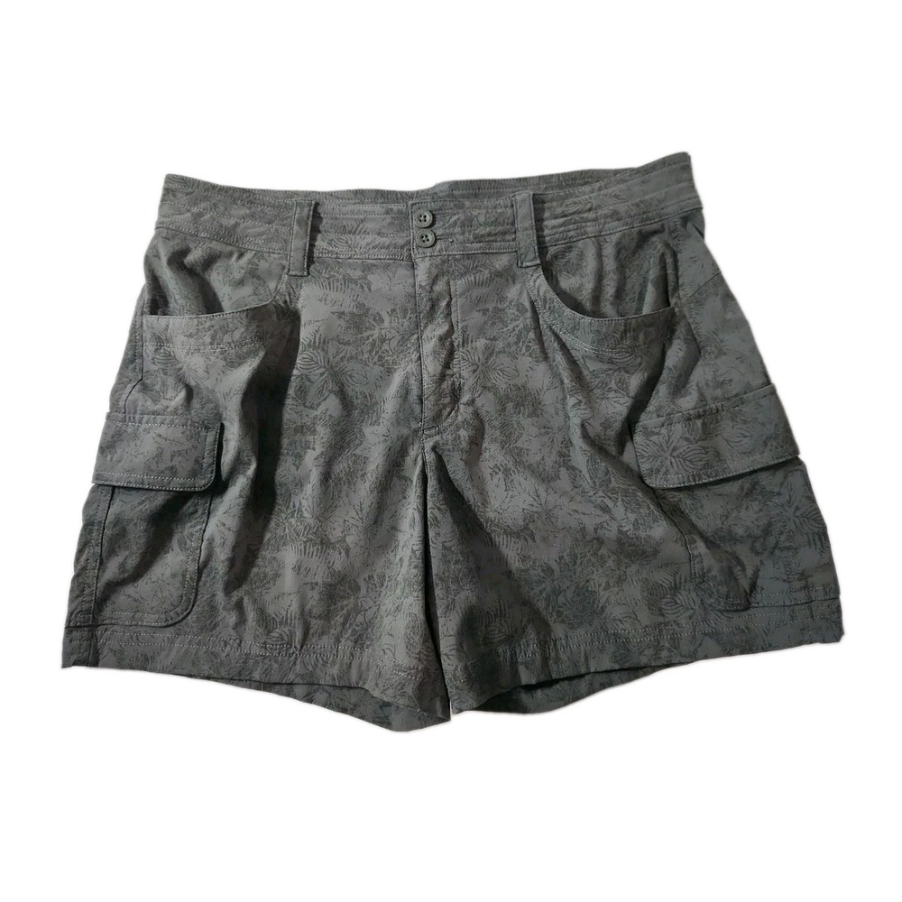 Eddie Bauer Travex Gray Floral Cargo Shorts Womens 14 Hiking Outdoor 21051322